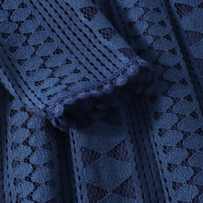 Girls Vintage Lace Dresses Long Sleeve Tulle A-Line Princess Wedding Party Dress with Pom Pom Flower Girl Dress 5-12Y(Navy, 5-6X(110))