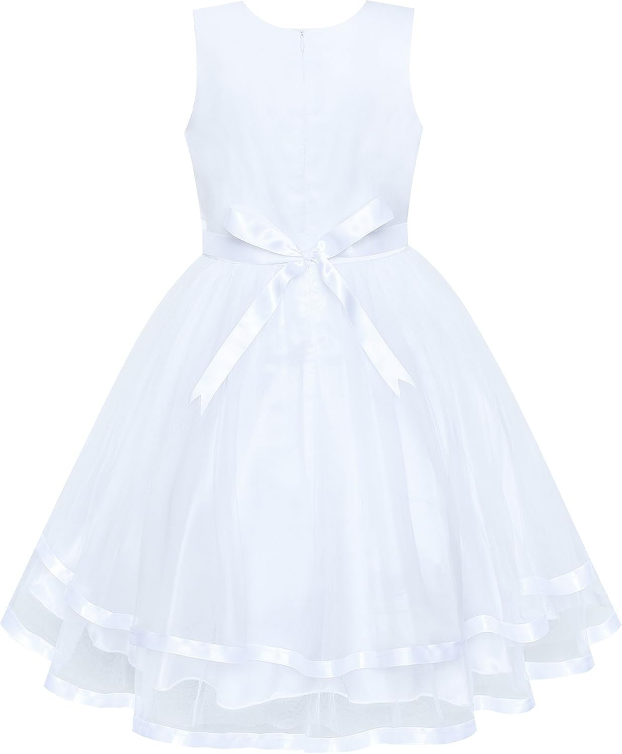 Sunny Fashion Flower Girls Dress Blue Belted Wedding Party Bridesmaid Size 4-12