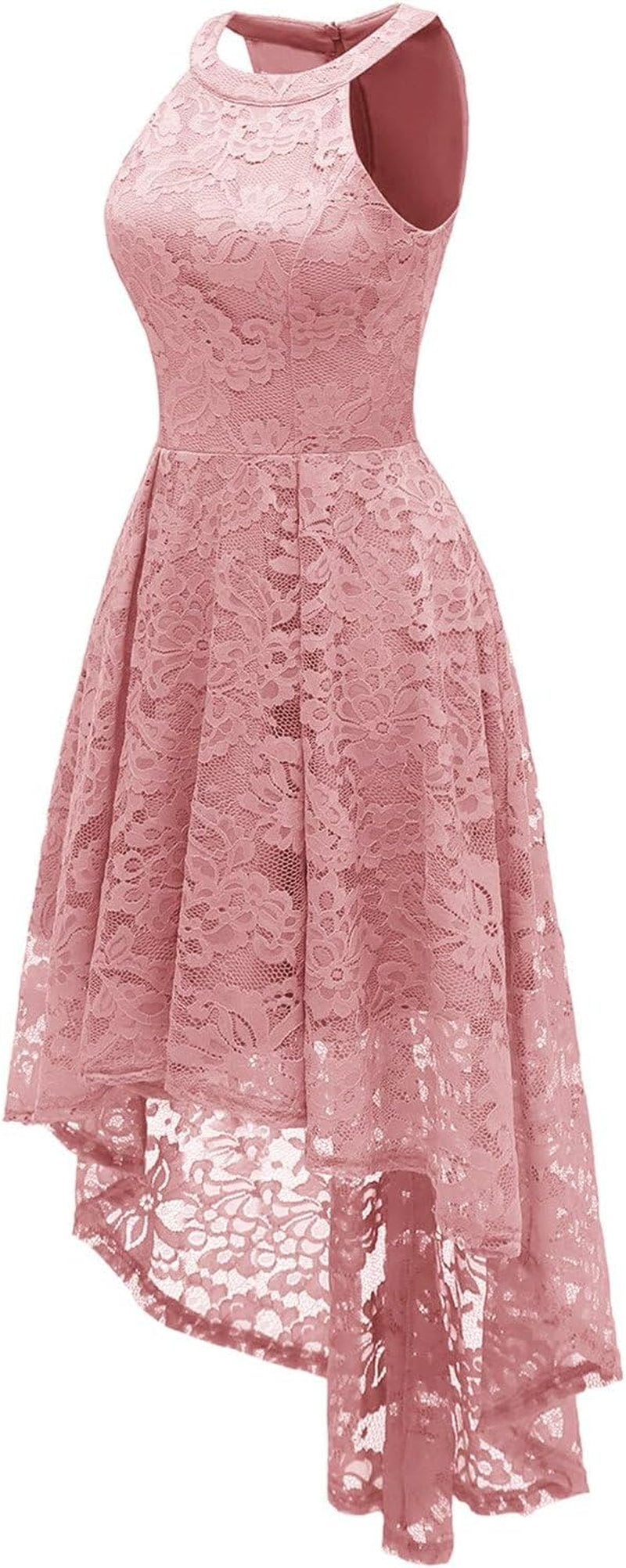 Dressystar Women Halter Lace Wedding Guest Dress Hi-Lo Cocktail Party Bridesmaid Formal Dresses