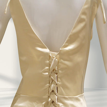 MQUPIN Women'S a Line Spaghetti Strap Wrap Prom Dresses Long Slit Ball Gown Formal Evening Dress with Pockets Navy Blue US8