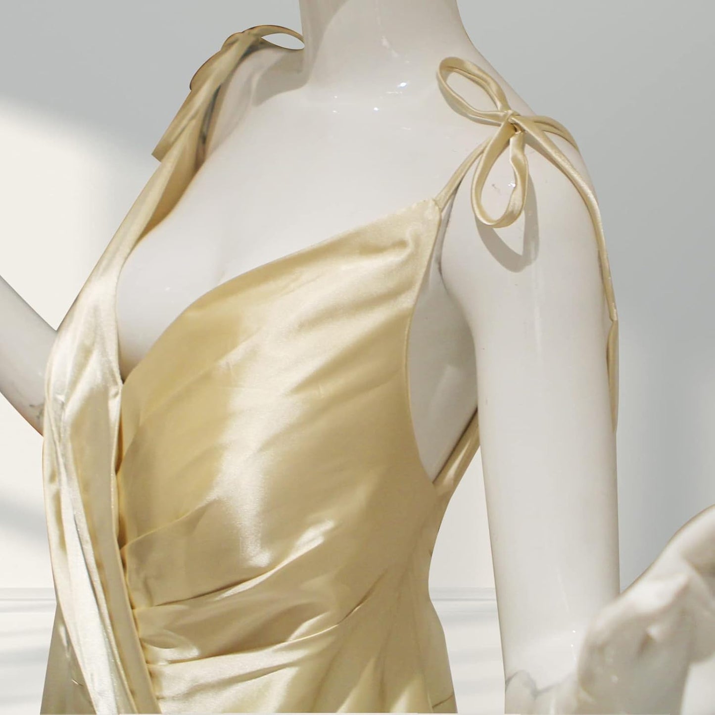 MQUPIN Women'S a Line Spaghetti Strap Wrap Prom Dresses Long Slit Ball Gown Formal Evening Dress with Pockets Navy Blue US8