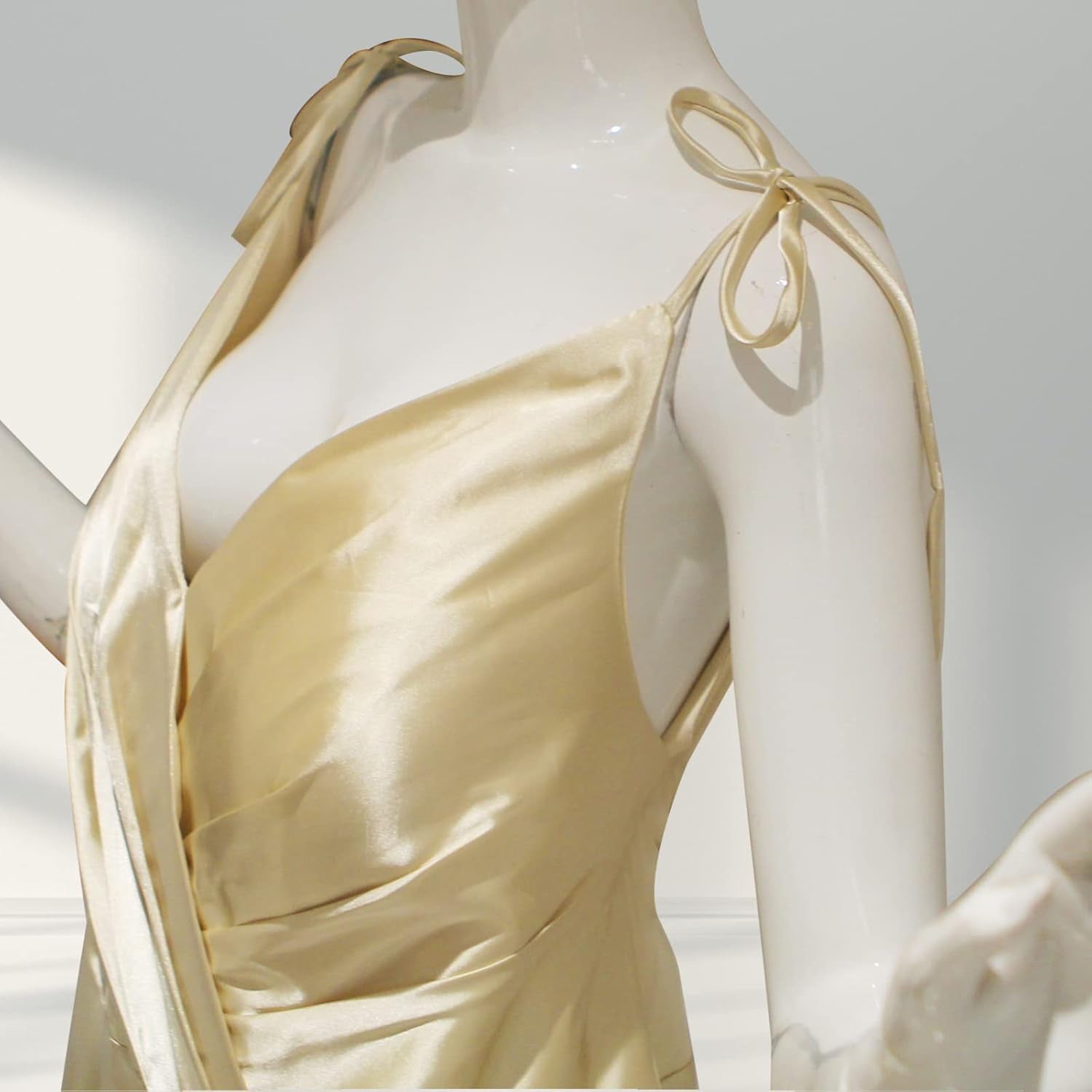 MQUPIN Women'S a Line Spaghetti Strap Wrap Prom Dresses Long Slit Ball Gown Formal Evening Dress with Pockets Navy Blue US8