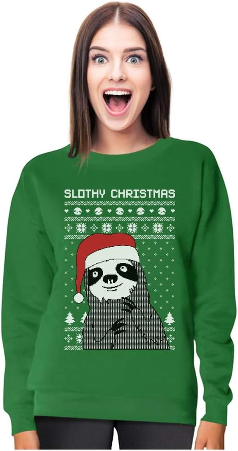 Tstars Slothy Christmas Ugly Christmas Sweater Sloth Women Sweatshirt