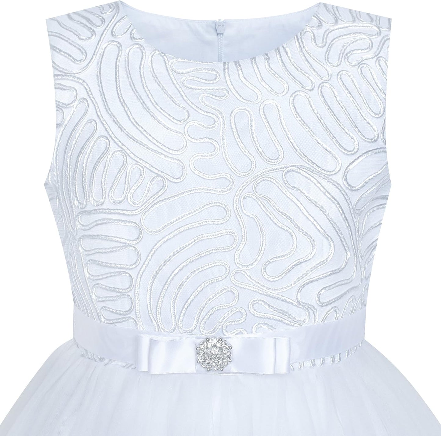 Sunny Fashion Flower Girls Dress Blue Belted Wedding Party Bridesmaid Size 4-12