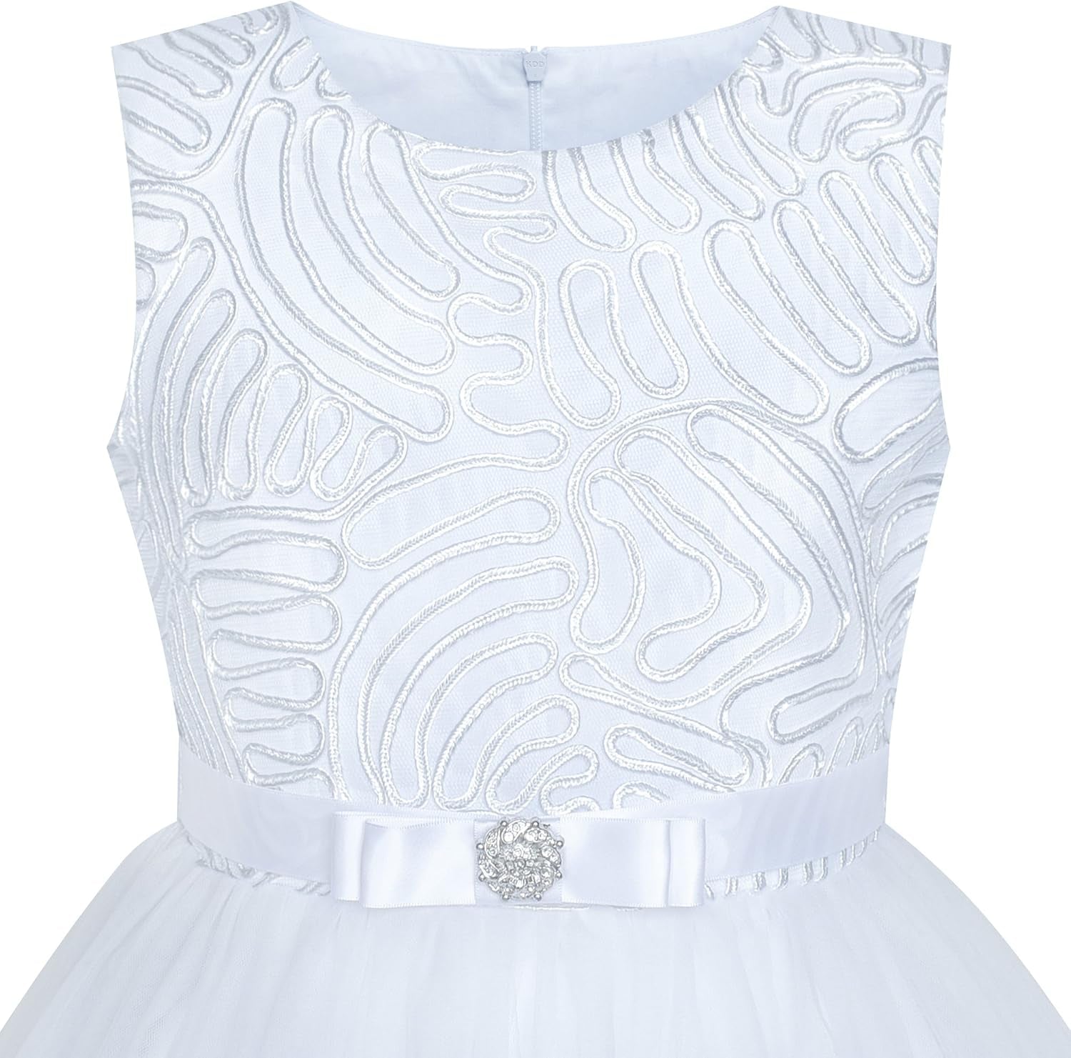 Sunny Fashion Flower Girls Dress Blue Belted Wedding Party Bridesmaid Size 4-12