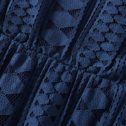 Girls Vintage Lace Dresses Long Sleeve Tulle A-Line Princess Wedding Party Dress with Pom Pom Flower Girl Dress 5-12Y(Navy, 5-6X(110))