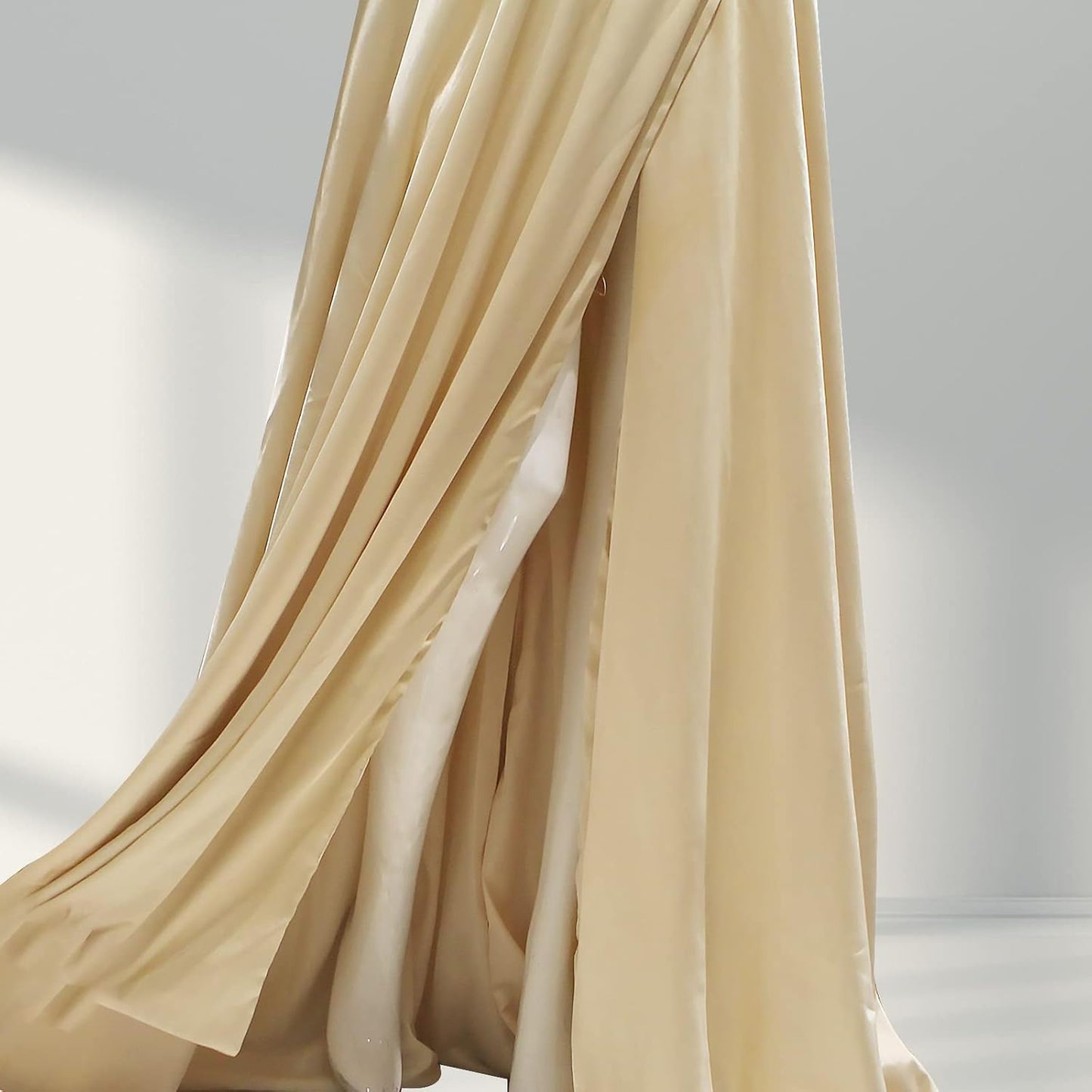 MQUPIN Women'S a Line Spaghetti Strap Wrap Prom Dresses Long Slit Ball Gown Formal Evening Dress with Pockets Navy Blue US8