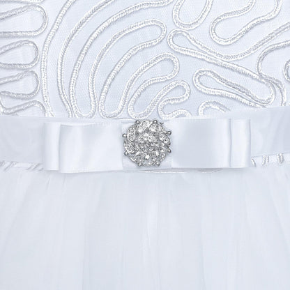 Sunny Fashion Flower Girls Dress Blue Belted Wedding Party Bridesmaid Size 4-12