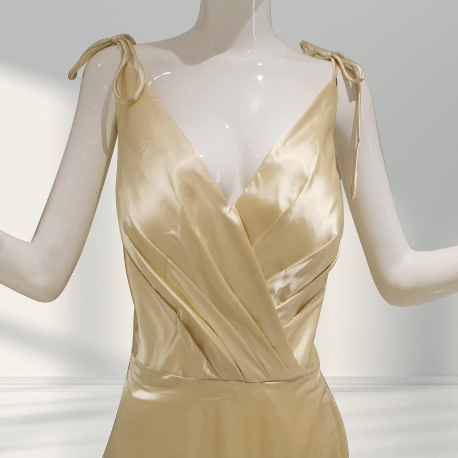 MQUPIN Women'S a Line Spaghetti Strap Wrap Prom Dresses Long Slit Ball Gown Formal Evening Dress with Pockets Navy Blue US8